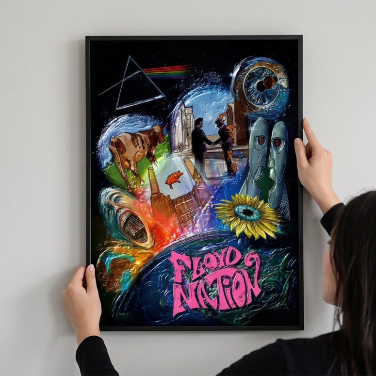 Pink Floyd Poster - DSOTM WYWH Animals Album Collage oil painting Pink Floyd Poster - DSOTM WYWH Animals Album Collage oil painting