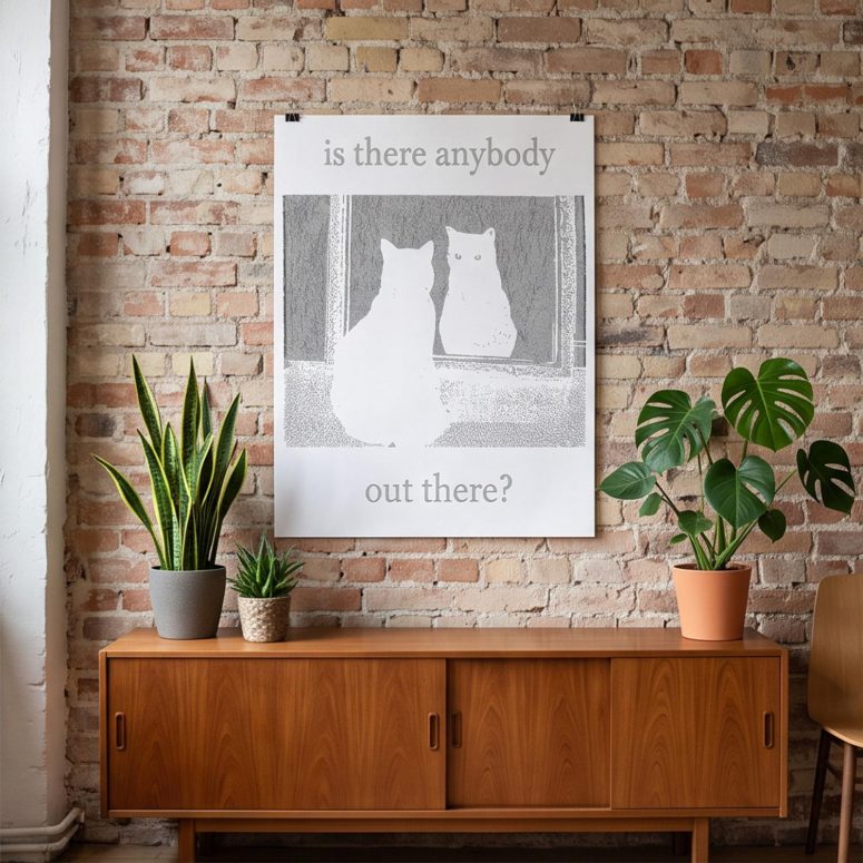 Pink Floyd Poster - Is There Any Body Out There Funny Witchy Cat