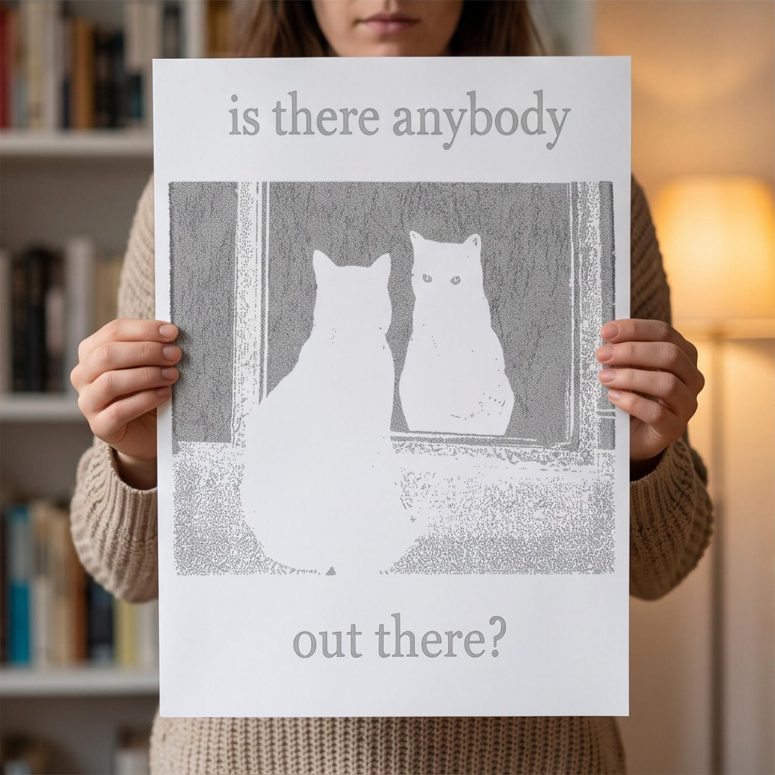 Pink Floyd Poster - Is There Any Body Out There Funny Witchy Cat