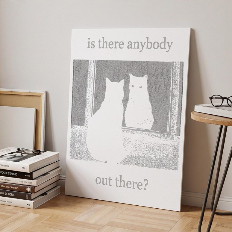 Pink Floyd Poster - Is There Any Body Out There Funny Witchy Cat