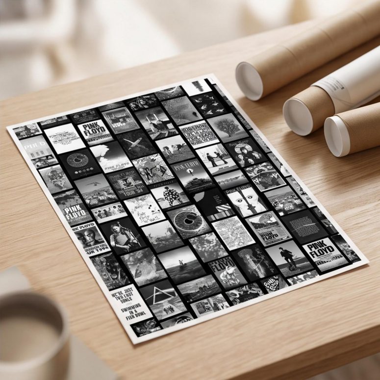 Pink Floyd Poster - Pink Floyd Artwork Poster Collage Black White