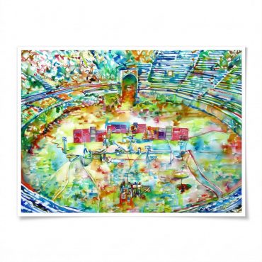 Pink Floyd Poster - Pink Floyd in concert at Pompeii Watercolor Pink Floyd Poster - Pink Floyd in concert at Pompeii Watercolor