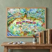 Pink Floyd Poster - Pink Floyd in concert at Pompeii Watercolor