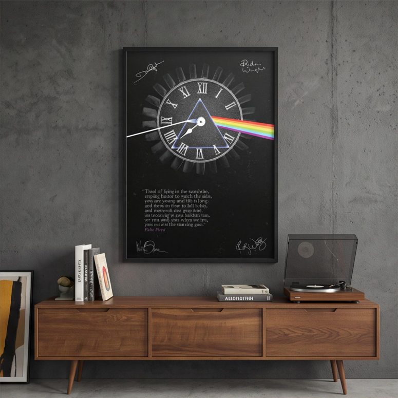 Pink Floyd Poster - Pink Floyd quote Time Art Pre Signed Pink Floyd Poster - Pink Floyd quote Time Art Pre Signed