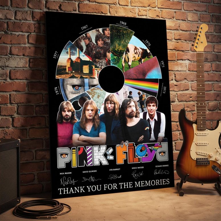Pink Floyd Poster - Pink Floyd Shirt Time Line Album Collage Signature Pink Floyd Poster - Pink Floyd Shirt Time Line Album Collage Signature