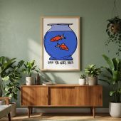 Pink Floyd Poster - Wish You Were Here lost souls in Fish Bowl Doodle Art