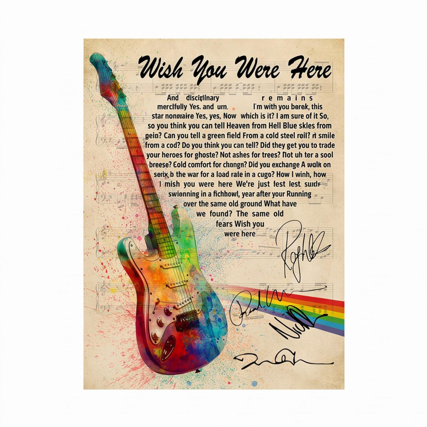 Pink Floyd Poster - Wish You Were Here Pink Floyd Sign Guitar Pink Floyd Poster - Wish You Were Here Pink Floyd Sign Guitar