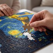 Pink Floyd Puzzle - Cat Starry Night Touching Moon Van Gogh DSOTM