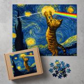 Pink Floyd Puzzle - Cat Starry Night Touching Moon Van Gogh DSOTM