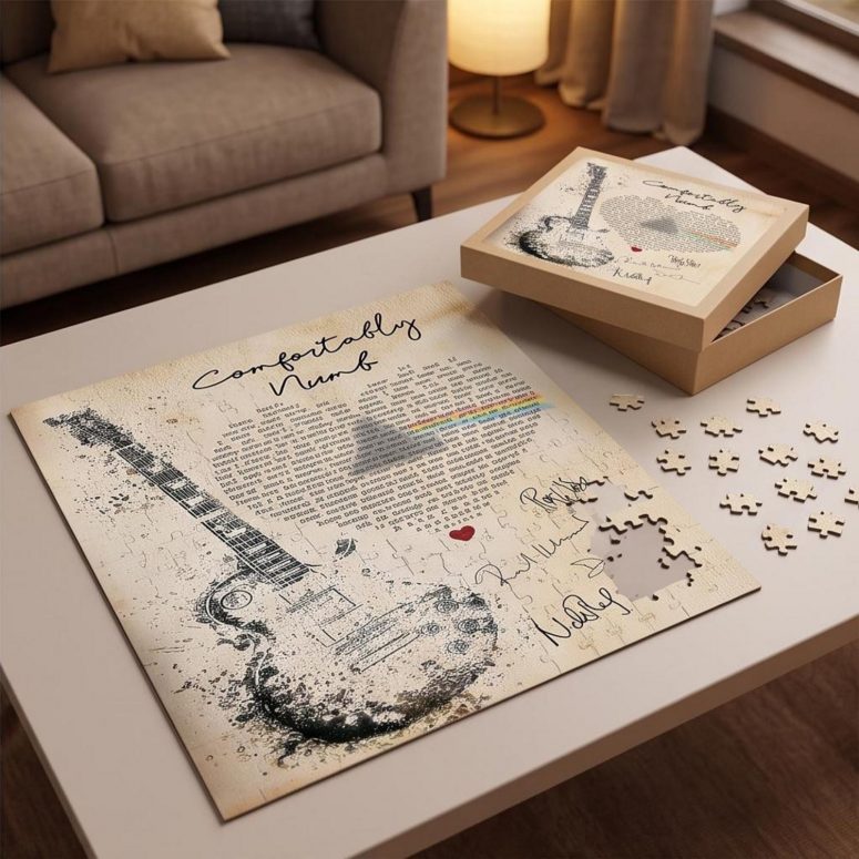 Pink Floyd Puzzle - Comfortably Numb Lyrics Band Signatures