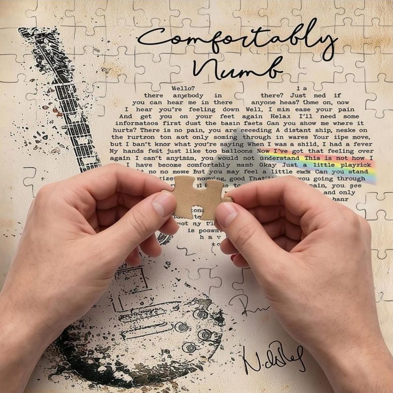 Pink Floyd Puzzle - Comfortably Numb Lyrics Band Signatures