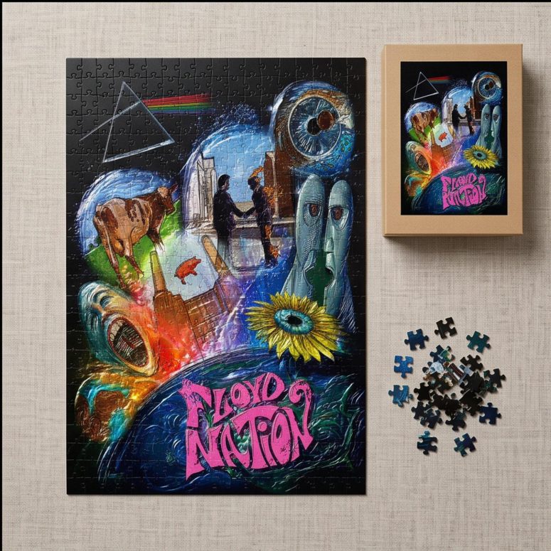 Pink Floyd Puzzle - DSOTM WYWH Animals Album Collage oil painting Pink Floyd Puzzle - DSOTM WYWH Animals Album Collage oil painting