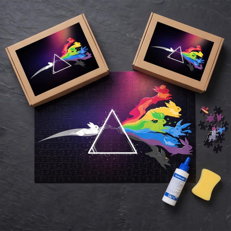 Pink Floyd Puzzle - Eeve Evolution Dark Side Of The Moon Pokemon Pink Floyd Puzzle - Eeve Evolution Dark Side Of The Moon Pokemon