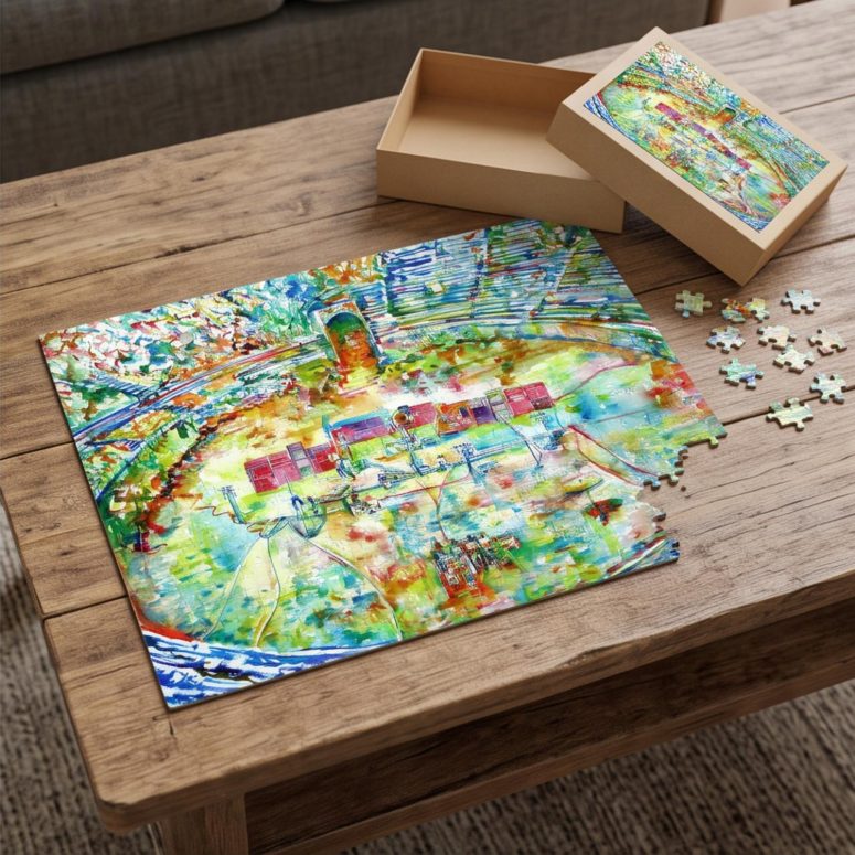 Pink Floyd Puzzle - Pink Floyd in concert at Pompeii Watercolor