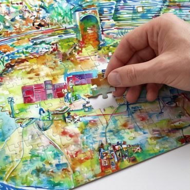 Pink Floyd Puzzle - Pink Floyd in concert at Pompeii Watercolor