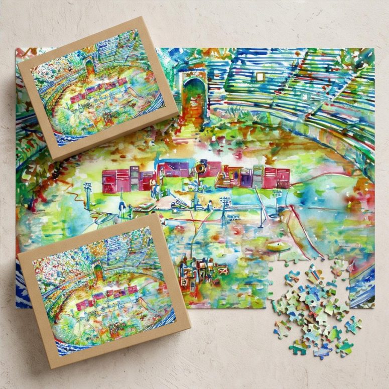 Pink Floyd Puzzle - Pink Floyd in concert at Pompeii Watercolor