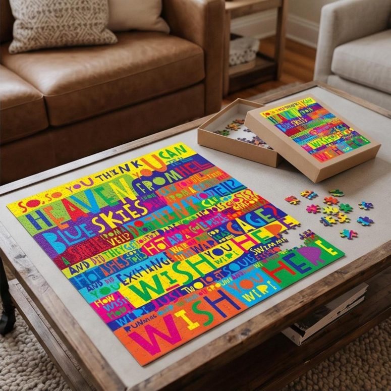 Pink Floyd Puzzle - Pink Floyd Wish You Were Here Limited Edition Art Print Signed LyricArt