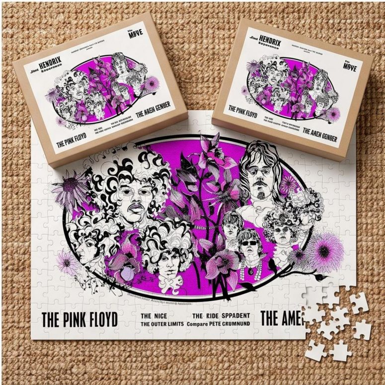 Pink Floyd Puzzle - Tallenge Pink Floyd And Jimi Hendrix 1967 Vintage UK Concert