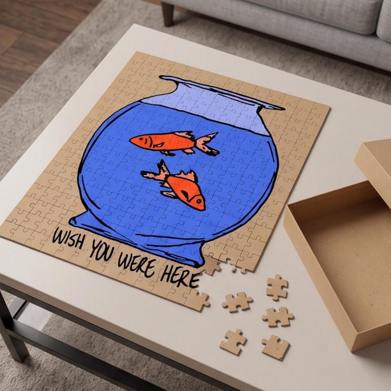 Pink Floyd Puzzle - Wish You Were Here lost souls in Fish Bowl Doodle Art