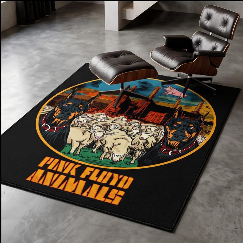 Pink Floyd Rug - Animals Dog Sheep Pig trippy Pink Floyd Rug - Animals Dog Sheep Pig trippy