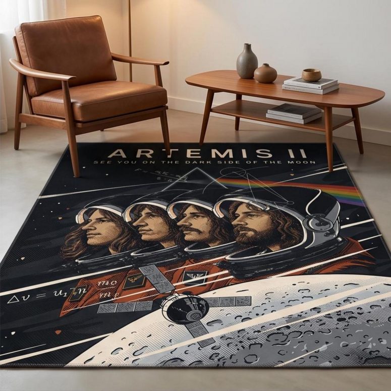Pink Floyd Rug - Artemis II See You On The Dark Side Of The Moon