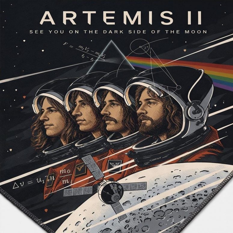 Pink Floyd Rug - Artemis II See You On The Dark Side Of The Moon