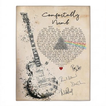 Pink Floyd Rug - Comfortably Numb Lyrics Band Signatures