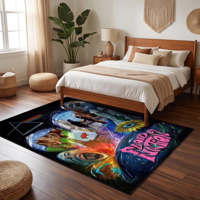 Pink Floyd Rug - DSOTM WYWH Animals Album Collage oil painting Pink Floyd Rug - DSOTM WYWH Animals Album Collage oil painting
