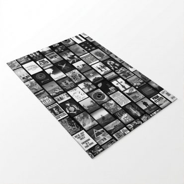 Pink Floyd Rug - Pink Floyd Artwork Poster Collage Black White Pink Floyd Rug - Pink Floyd Artwork Poster Collage Black White