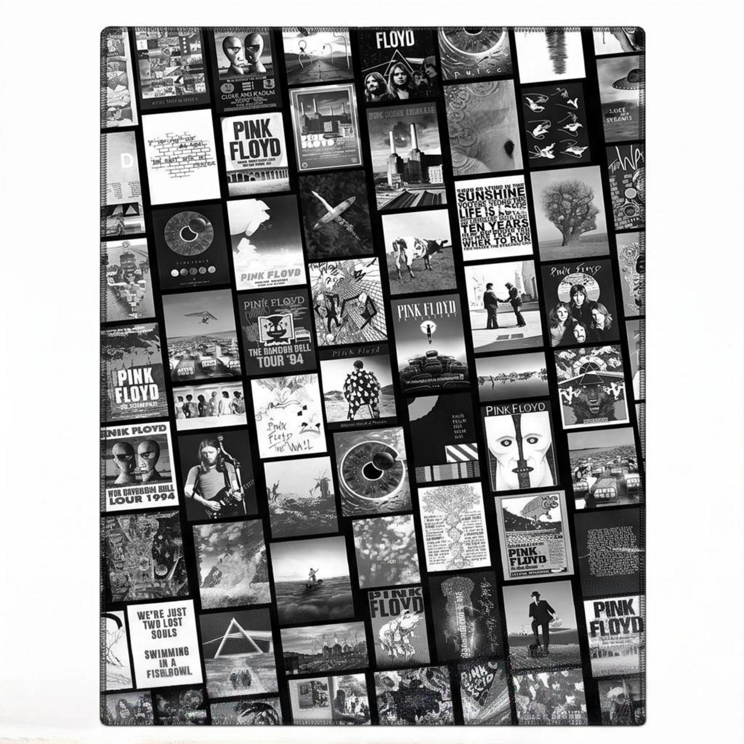Pink Floyd Rug - Pink Floyd Artwork Poster Collage Black White Pink Floyd Rug - Pink Floyd Artwork Poster Collage Black White