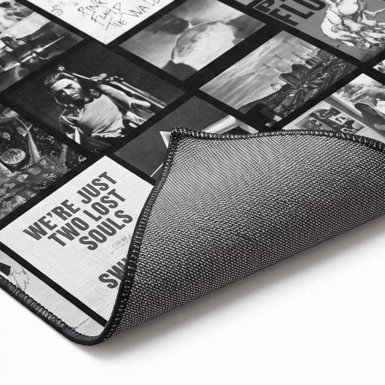 Pink Floyd Rug - Pink Floyd Artwork Poster Collage Black White Pink Floyd Rug - Pink Floyd Artwork Poster Collage Black White
