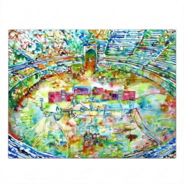 Pink Floyd Rug - Pink Floyd in concert at Pompeii Watercolor