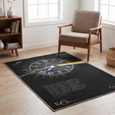 Pink Floyd Rug - Pink Floyd quote Time Art Pre Signed