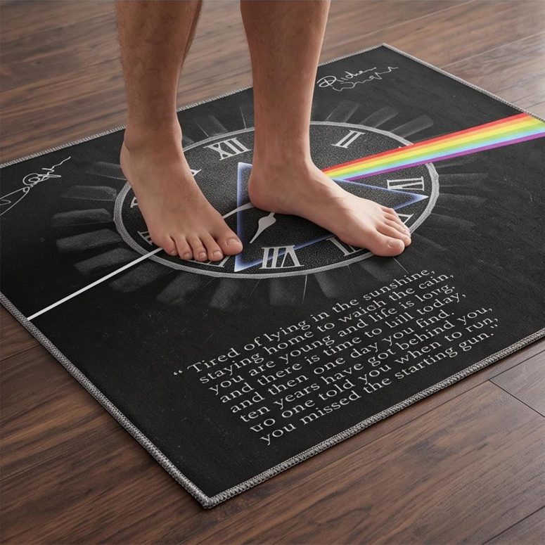 Pink Floyd Rug - Pink Floyd quote Time Art Pre Signed