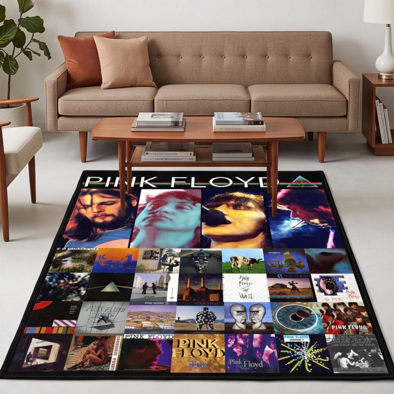 Pink Floyd Rug - Retro DSOTM Members Pink Floyd Rug - Retro DSOTM Members