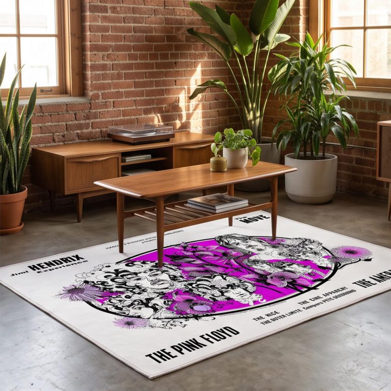 Pink Floyd Rug - Tallenge Pink Floyd And Jimi Hendrix 1967 Vintage UK Concert Pink Floyd Rug - Tallenge Pink Floyd And Jimi Hendrix 1967 Vintage UK Concert