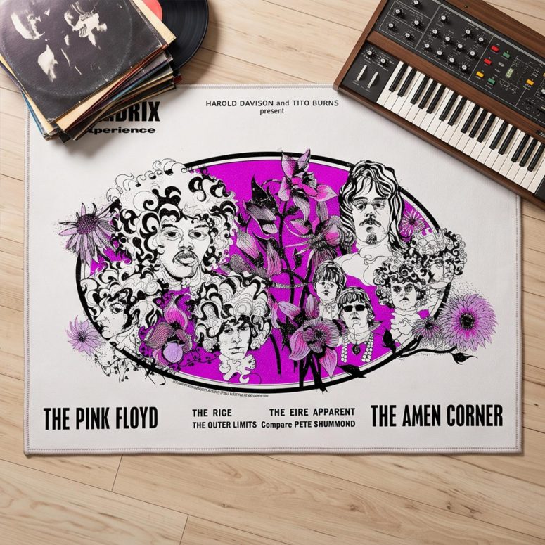 Pink Floyd Rug - Tallenge Pink Floyd And Jimi Hendrix 1967 Vintage UK Concert Pink Floyd Rug - Tallenge Pink Floyd And Jimi Hendrix 1967 Vintage UK Concert