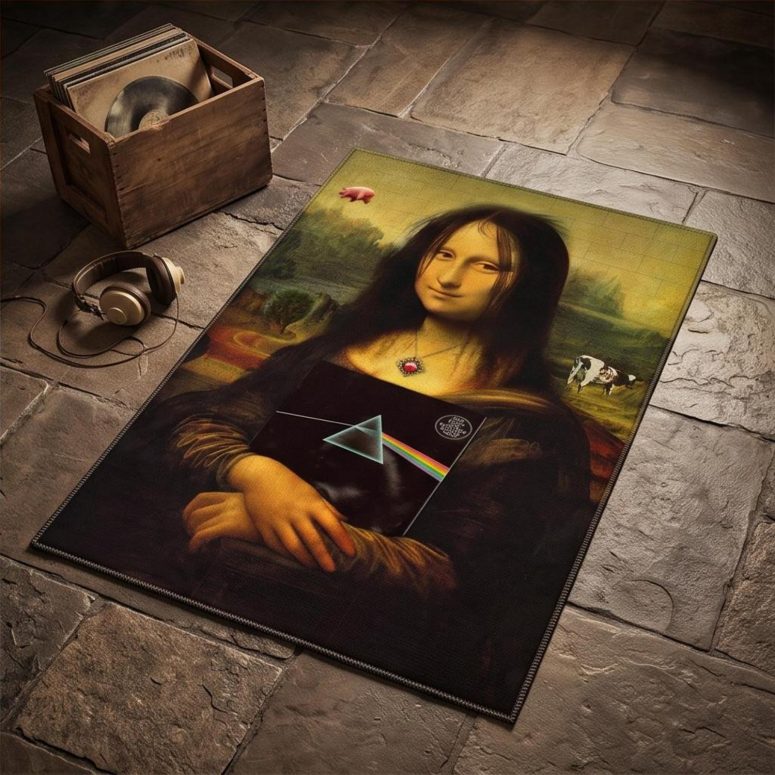 Pink Floyd Rug - TDSOTM Vinyl Disk Animals Atom Heart Mother Monalisa Parody