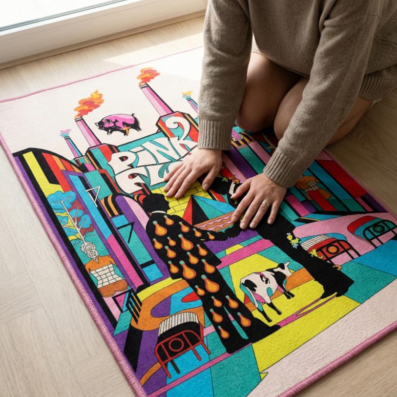 Pink Floyd Rug - Wish You Were Here Animals Atom Mother Psychedelic Art Pink Floyd Rug - Wish You Were Here Animals Atom Mother Psychedelic Art