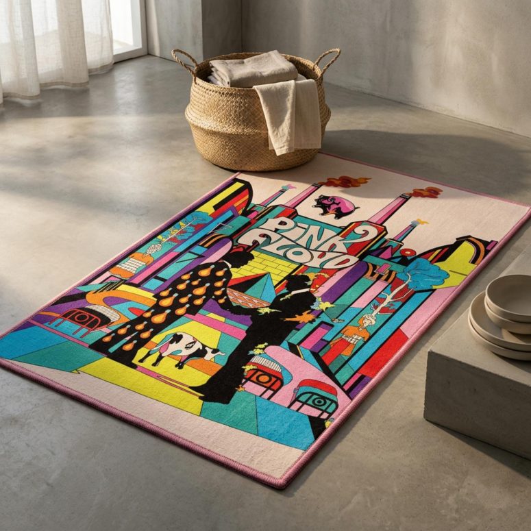 Pink Floyd Rug - Wish You Were Here Animals Atom Mother Psychedelic Art Pink Floyd Rug - Wish You Were Here Animals Atom Mother Psychedelic Art