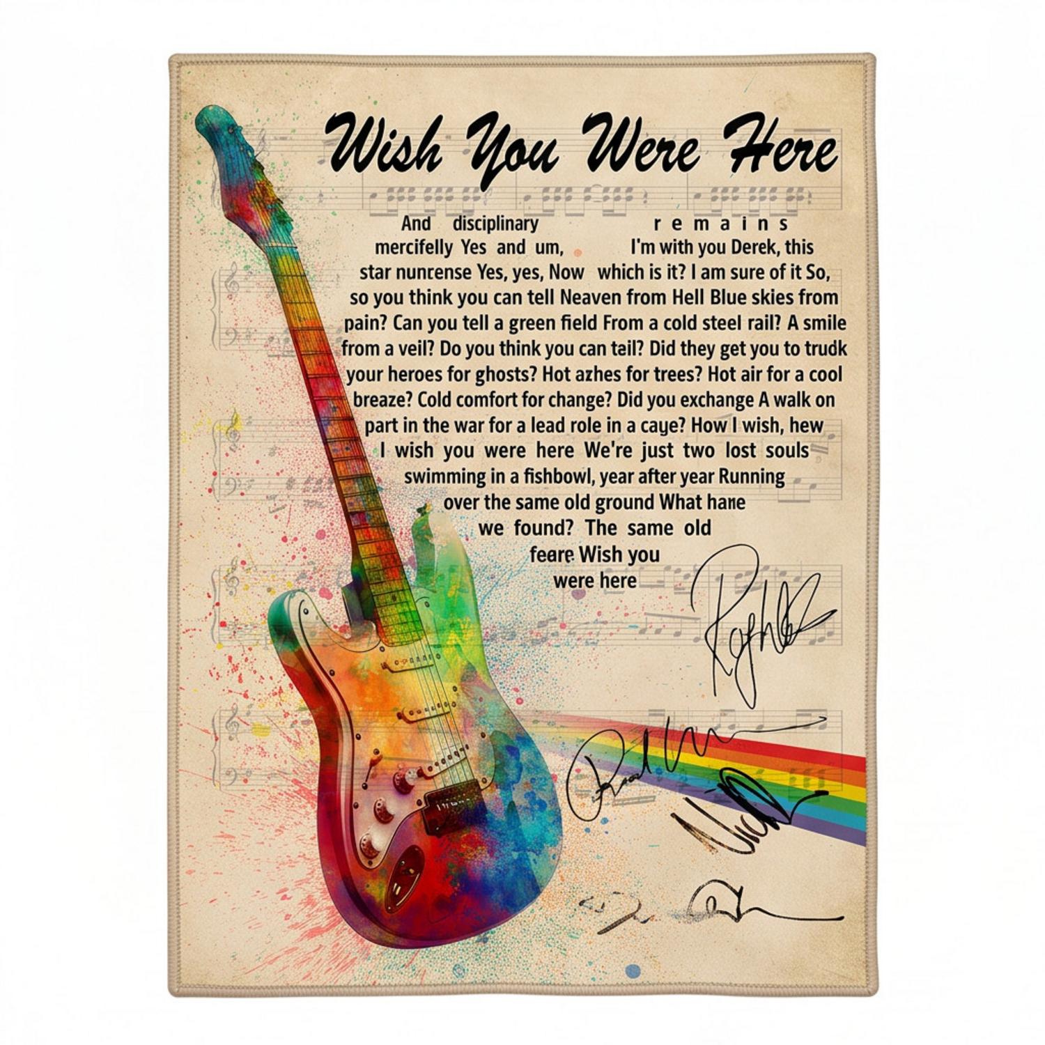 Pink Floyd Rug - Wish You Were Here Pink Floyd Sign Guitar Pink Floyd Rug - Wish You Were Here Pink Floyd Sign Guitar