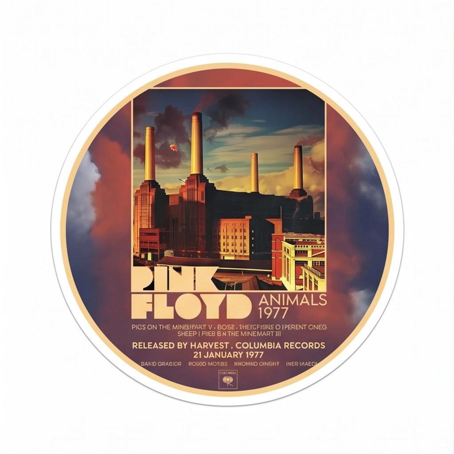 Pink Floyd Sticker - 1977 Animals Album Pink Floyd Sticker - 1977 Animals Album