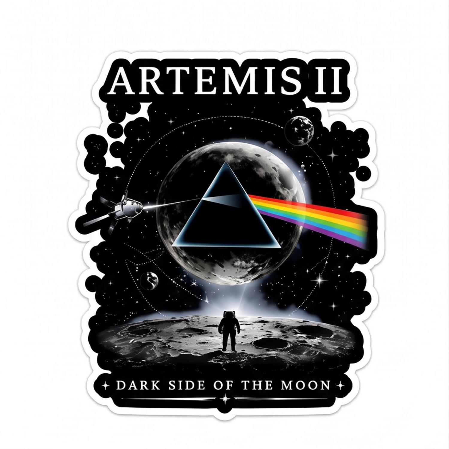 Pink Floyd Sticker - Artemis II Dark Side of the Moon Space Mission Pink Floyd Sticker - Artemis II Dark Side of the Moon Space Mission