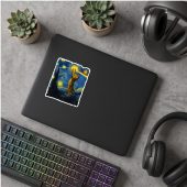 Pink Floyd Sticker - Cat Starry Night Touching Moon Van Gogh DSOTM