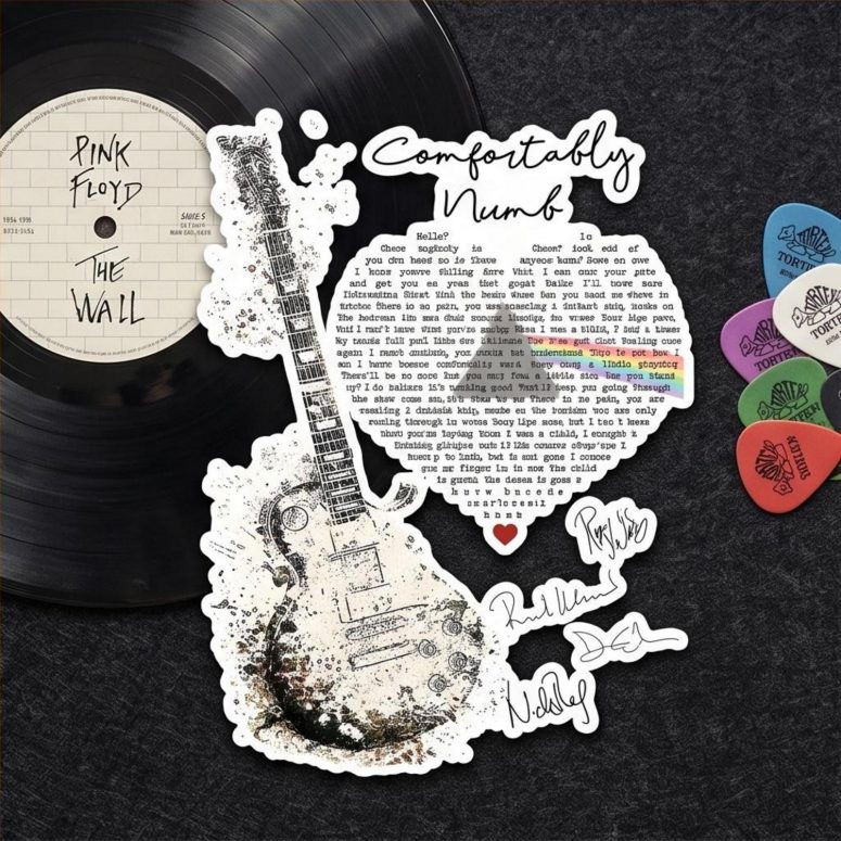 Pink Floyd Sticker - Comfortably Numb Lyrics Band Signatures Pink Floyd Sticker - Comfortably Numb Lyrics Band Signatures