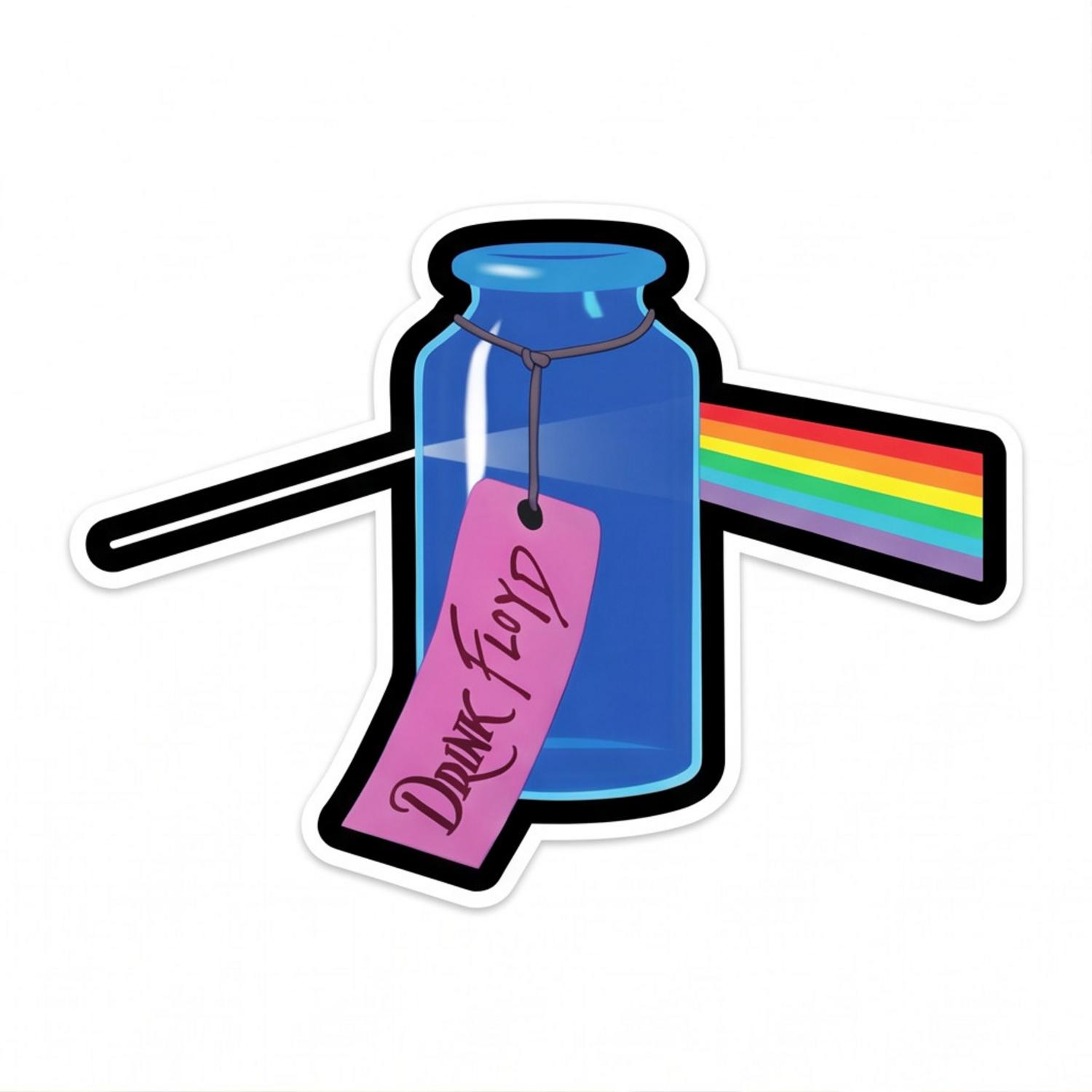 Pink Floyd Sticker - Drink Floyd Alice in Wonderland Meets TDSOTM Pink Floyd Sticker - Drink Floyd Alice in Wonderland Meets TDSOTM