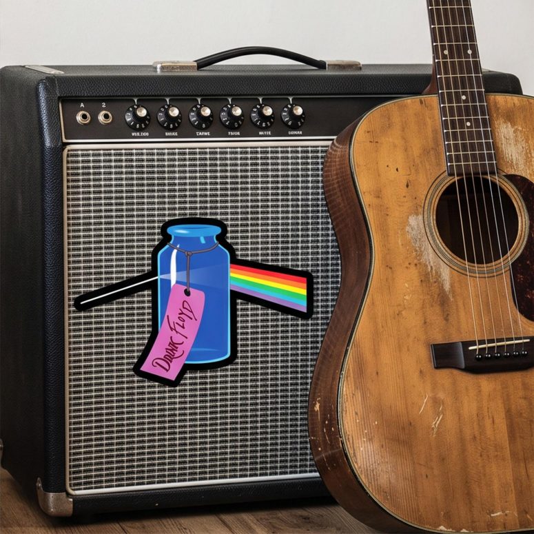 Pink Floyd Sticker - Drink Floyd Alice in Wonderland Meets TDSOTM Pink Floyd Sticker - Drink Floyd Alice in Wonderland Meets TDSOTM