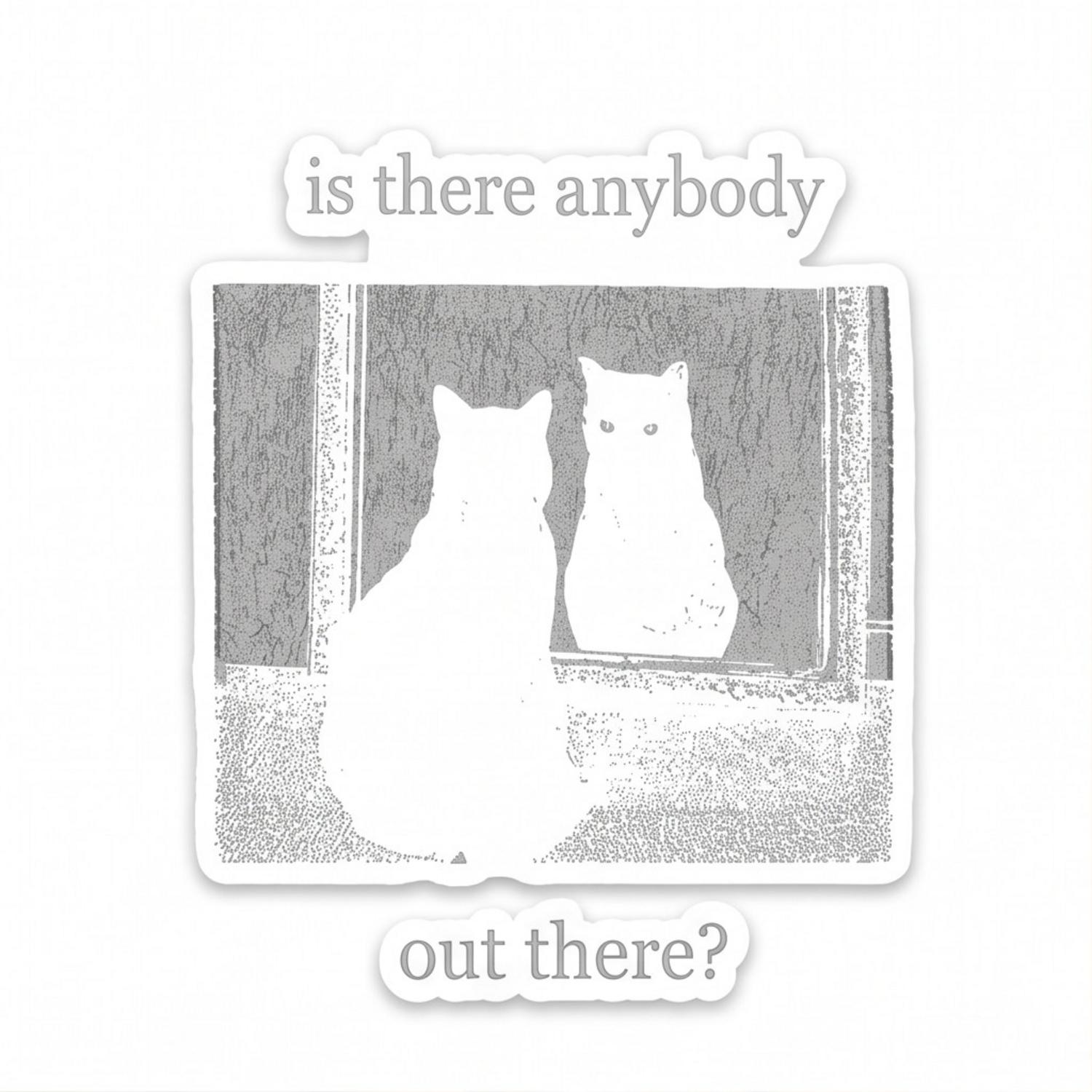 Pink Floyd Sticker - Is There Any Body Out There Funny Witchy Cat Pink Floyd Sticker - Is There Any Body Out There Funny Witchy Cat