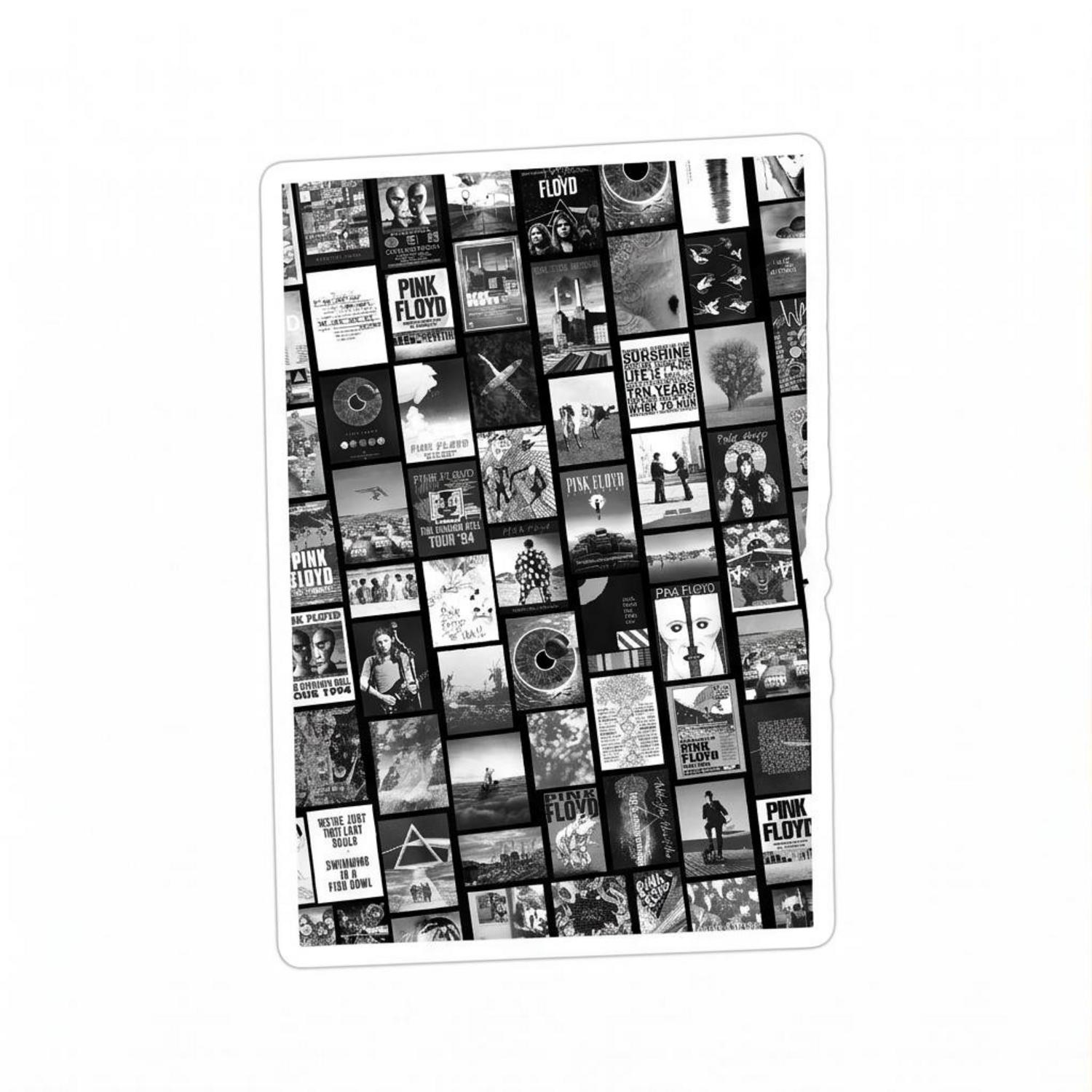 Pink Floyd Sticker - Pink Floyd Artwork Poster Collage Black White Pink Floyd Sticker - Pink Floyd Artwork Poster Collage Black White