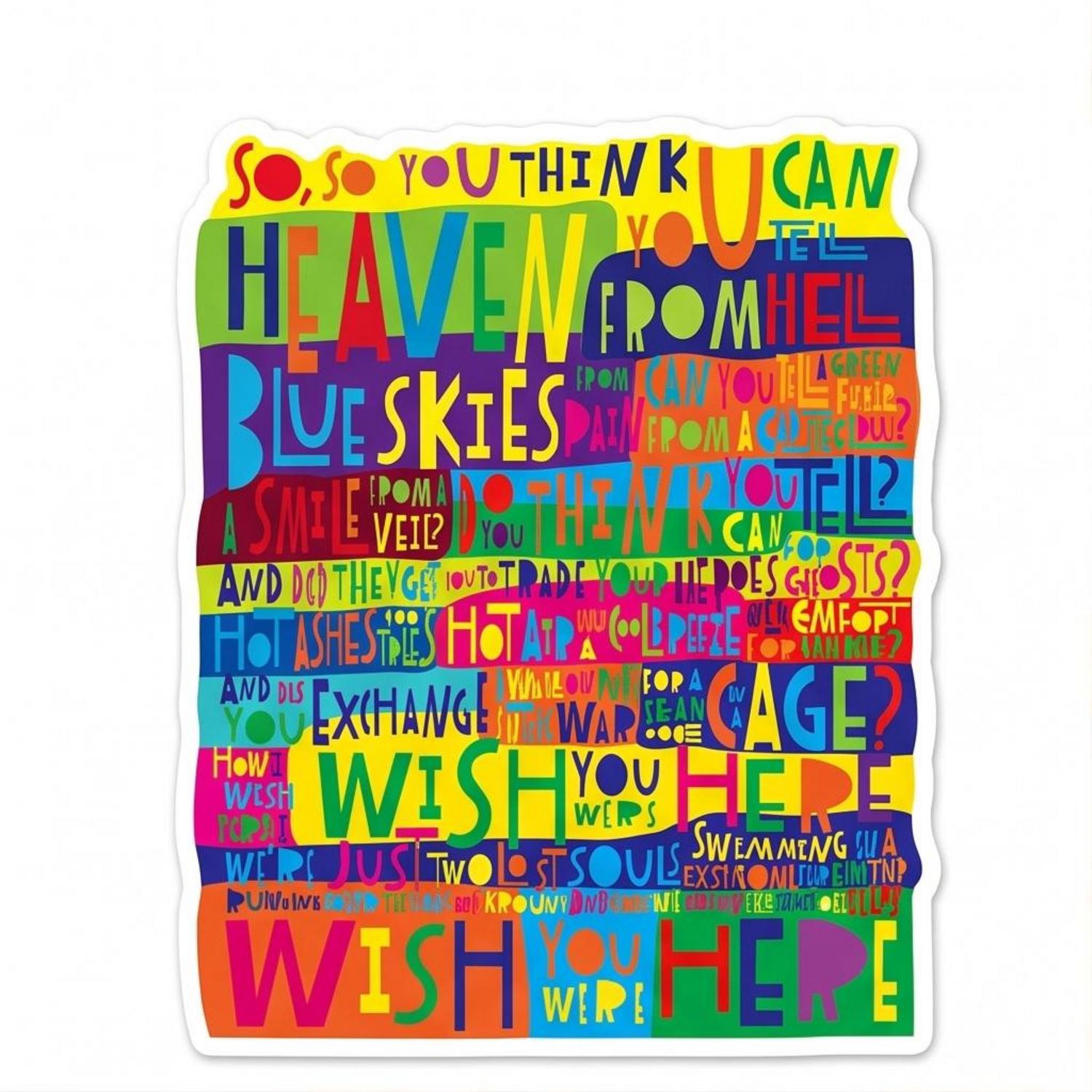 Pink Floyd Sticker - Pink Floyd Wish You Were Here Limited Edition Art Print Signed LyricArt Pink Floyd Sticker - Pink Floyd Wish You Were Here Limited Edition Art Print Signed LyricArt